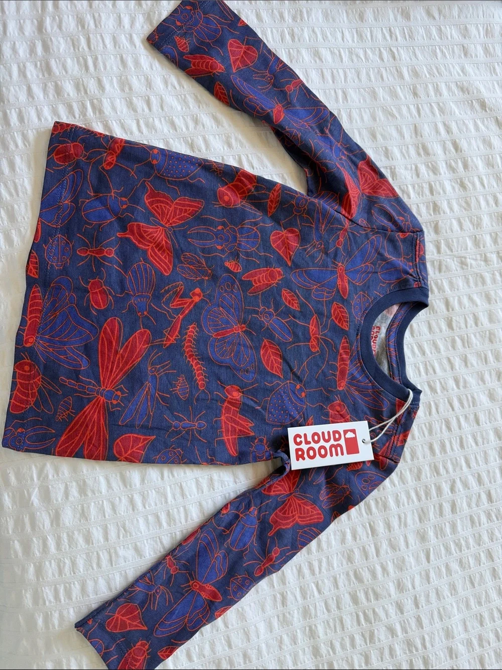Cloud Room Navy & Red Insect Print Long Sleeve Top